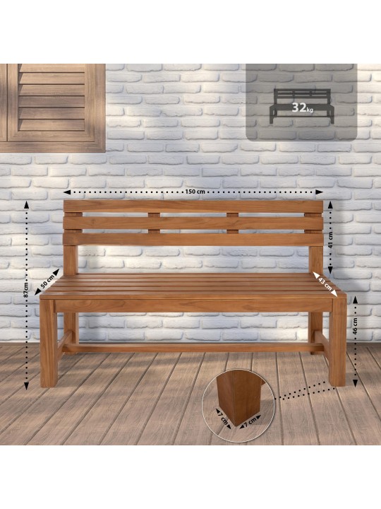 Banc en teck Augusta 150 cm, teck