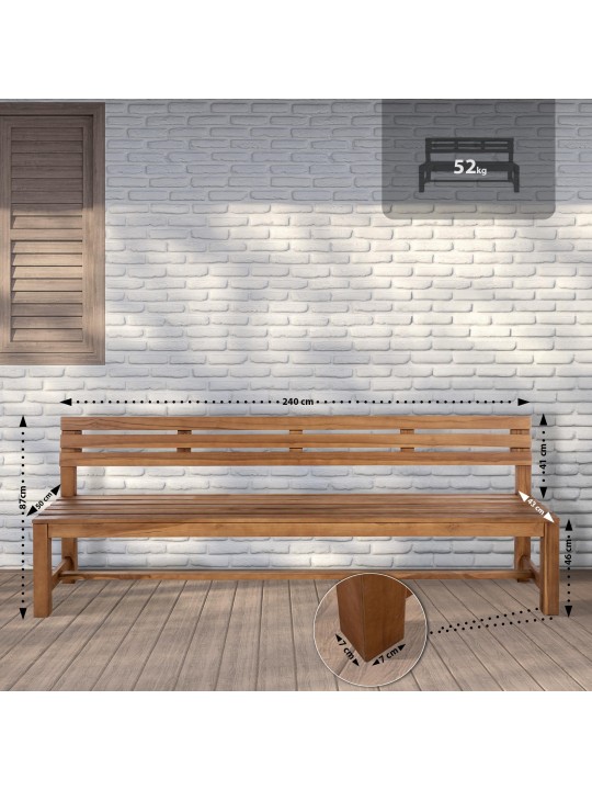 Banc en teck Augusta 240 cm, teck