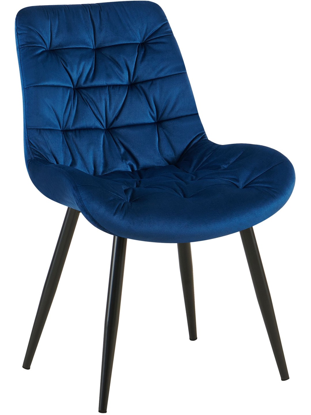 Chaise de salle à manger en velours Rossford, bleu foncé