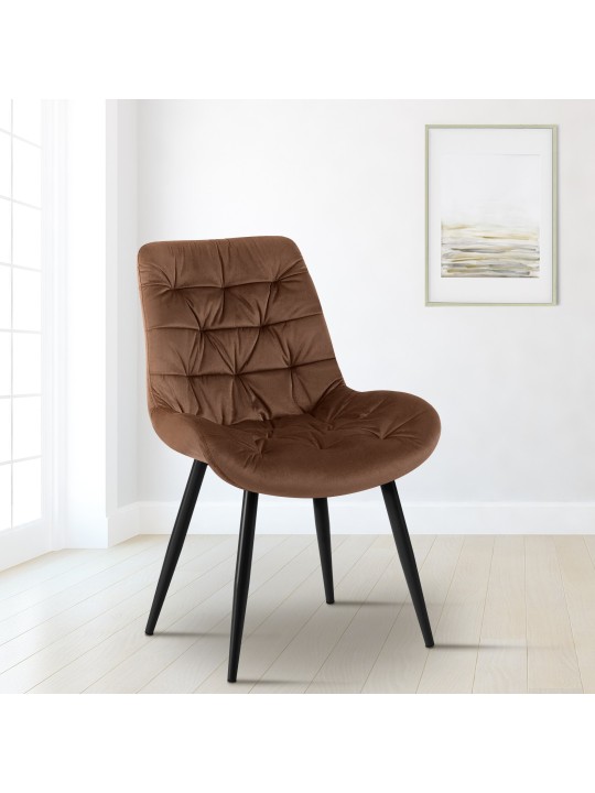 Chaise de salle à manger en velours Rossford, brun Chaise de salle à manger en velours Rossford, brun