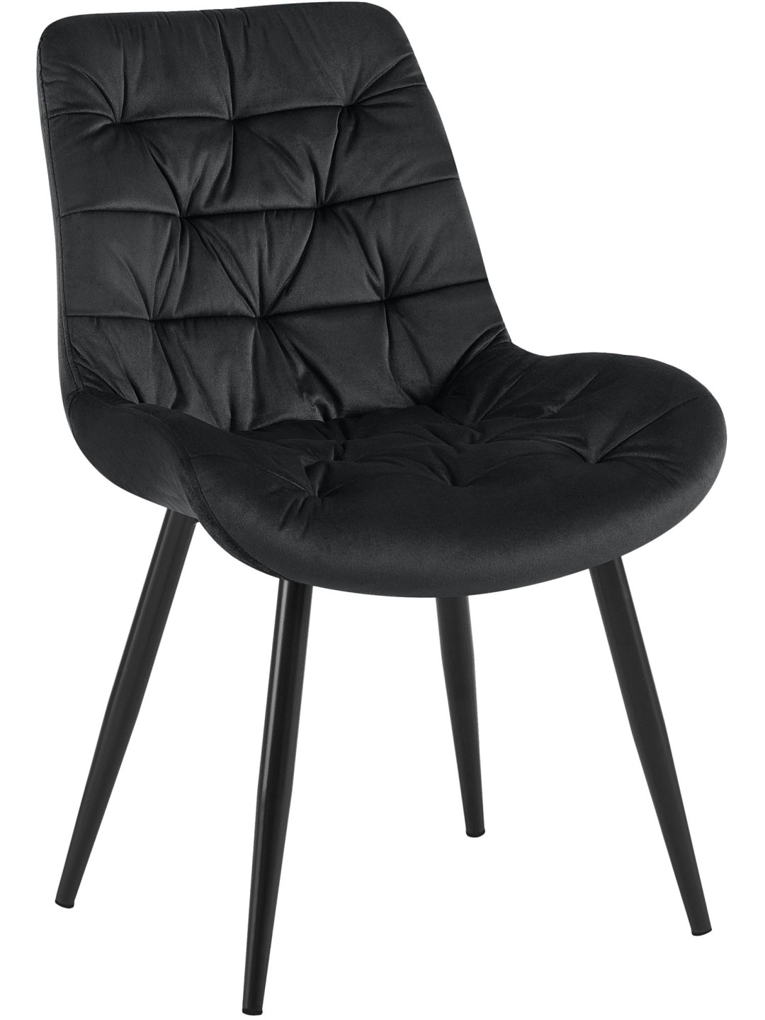 Chaise de salle à manger en velours Rossford, noir