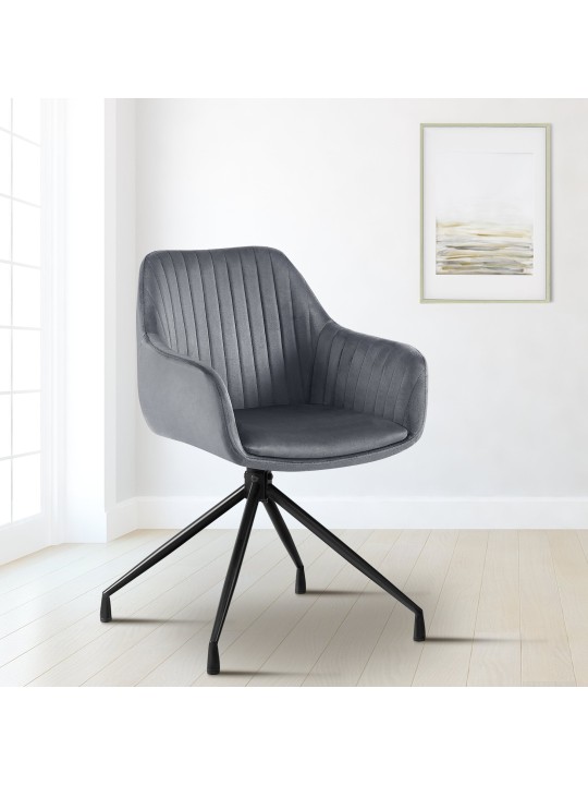 Chaise de salle à manger en velours Welby, gris foncé Chaise de salle à manger en velours Welby, gris foncé