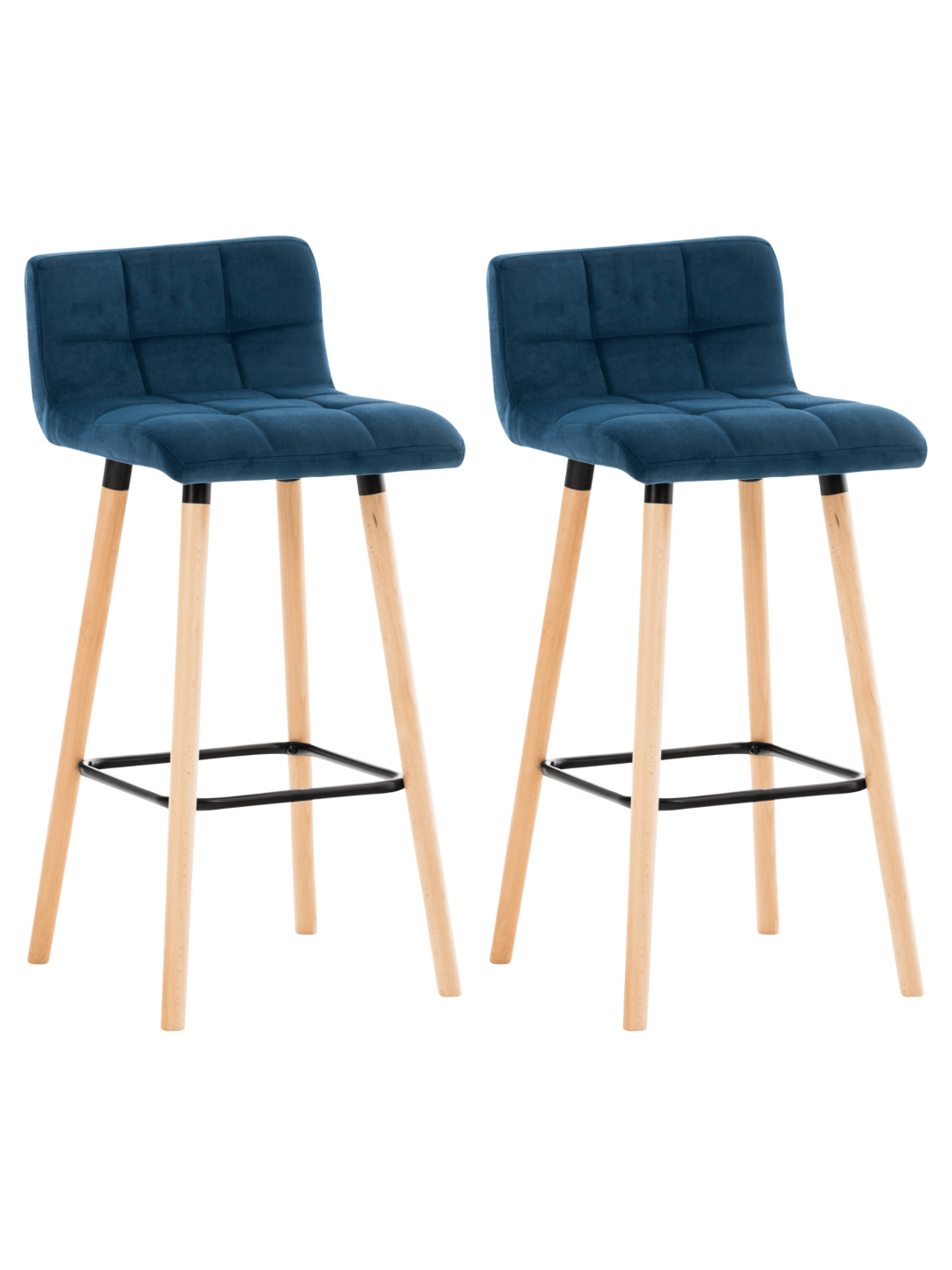 Lot de 2 tabourets de bar Lincoln velours, bleu