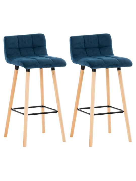 Lot de 2 tabourets de bar Lincoln velours, bleu