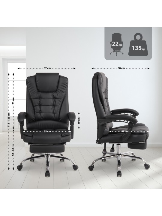 Chaise de bureau Oxygen simili cuir, noir Chaise de bureau Oxygen simili cuir, noir