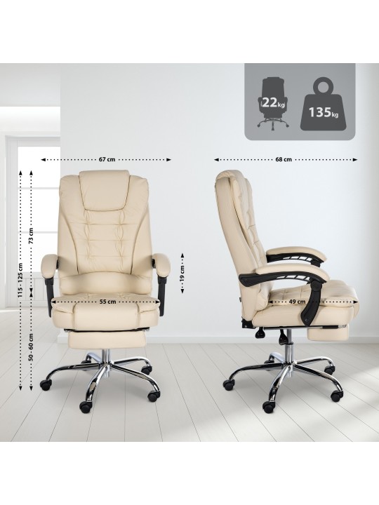 Chaise de bureau Oxygen simili cuir, crème Chaise de bureau Oxygen simili cuir, crème