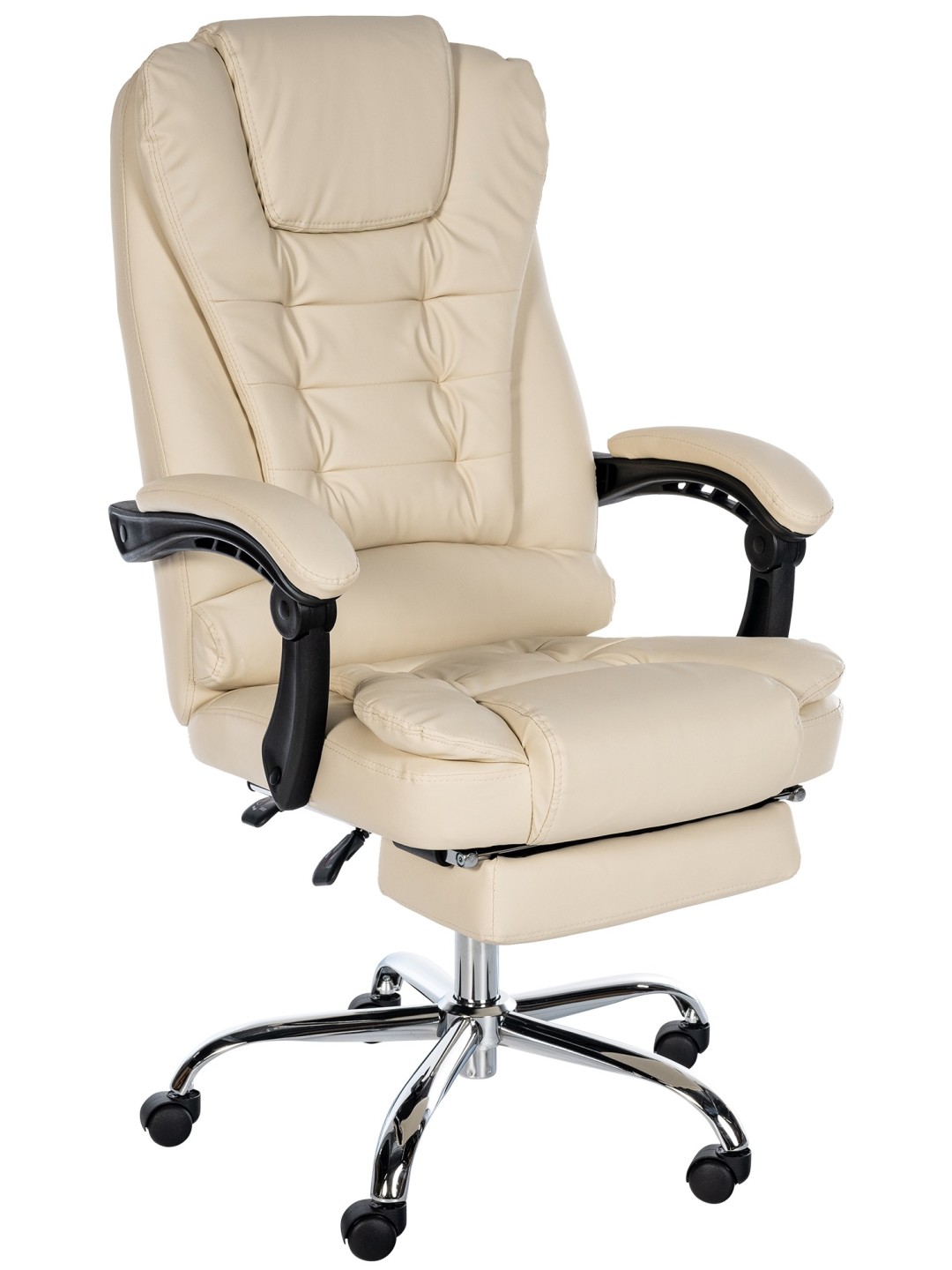 Chaise de bureau Oxygen simili cuir, crème