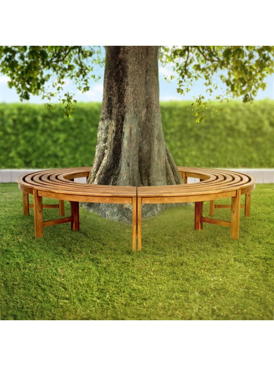 Banc d'arbre Nila 250 cm rond SANS dossier, brun