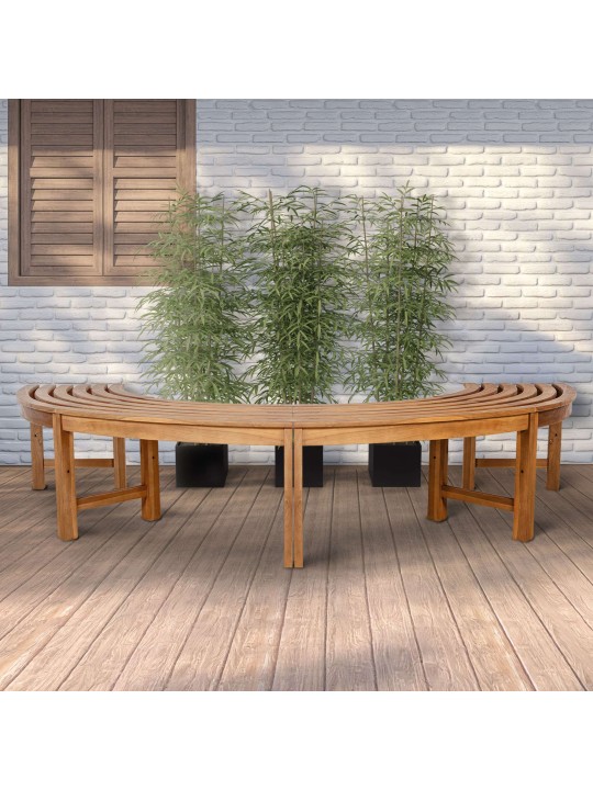 Banc d'arbre Mâle 250 cm semi-circulaire SANS dossier, teck Banc d'arbre Mâle 250 cm semi-circulaire SANS dossier, teck