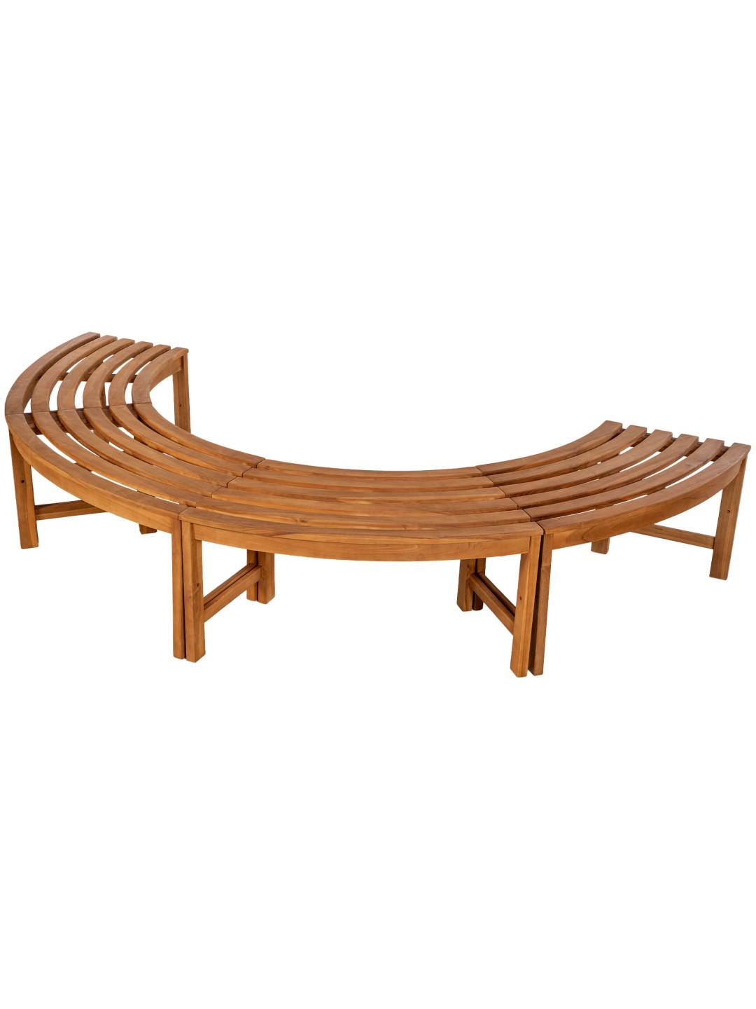 Banc d'arbre Mâle 250 cm semi-circulaire SANS dossier, teck
