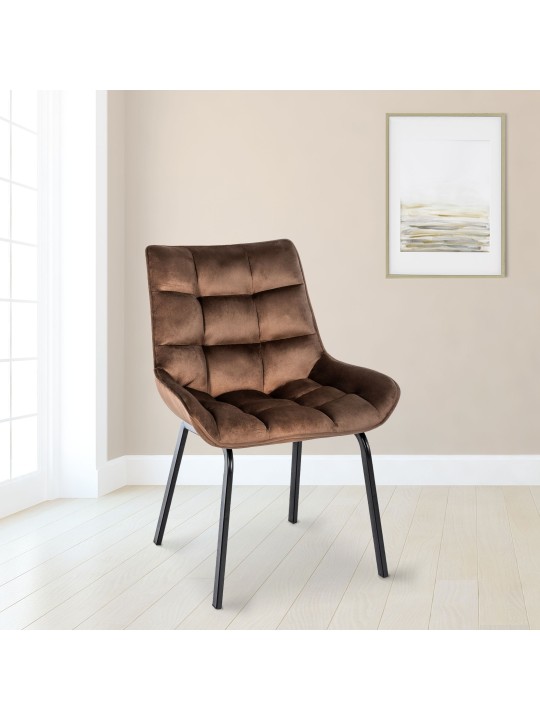 Chaise Saranda velours, brun