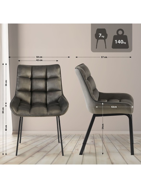 Chaise Saranda velours, anthracite