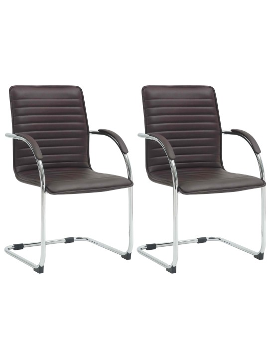 Lot de 2 chaises visiteurs Tira simili cuir, brun