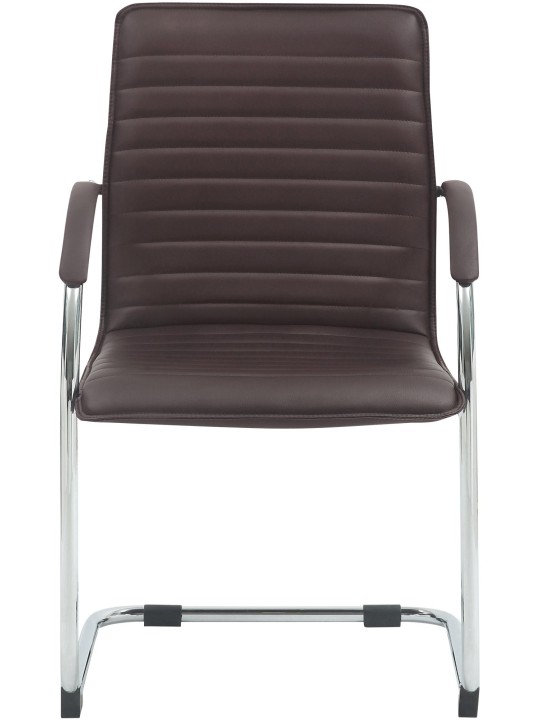 Lot de 2 chaises visiteurs Tira simili cuir, brun