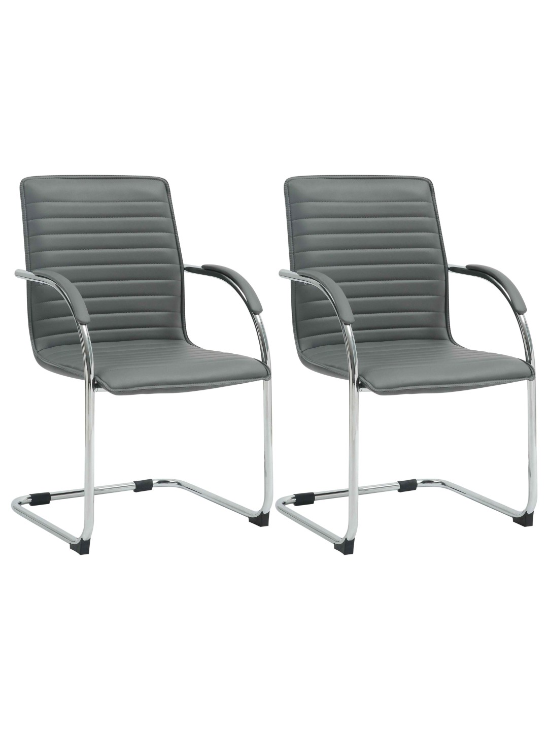 Lot de 2 chaises visiteurs Tira simili cuir, gris
