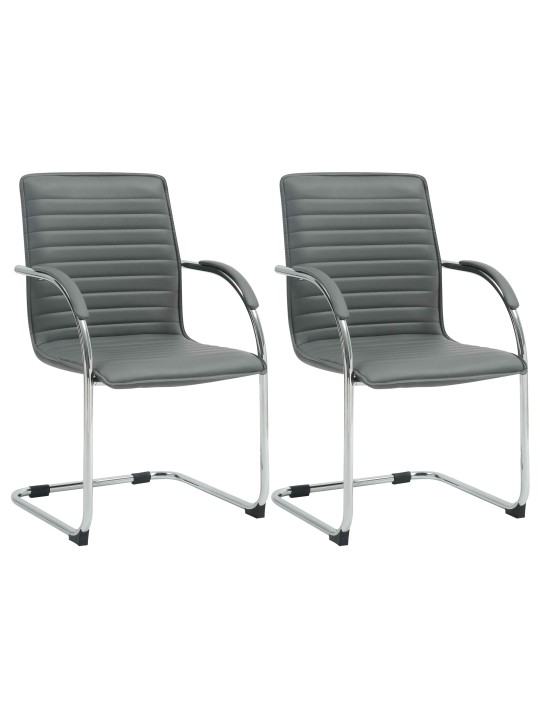 Lot de 2 chaises visiteurs Tira simili cuir, gris