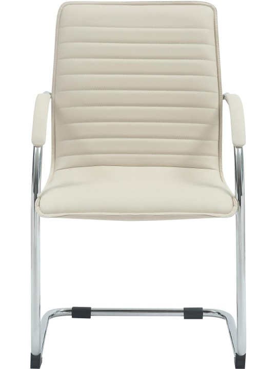 Lot de 2 chaises visiteurs Tira simili cuir, crème