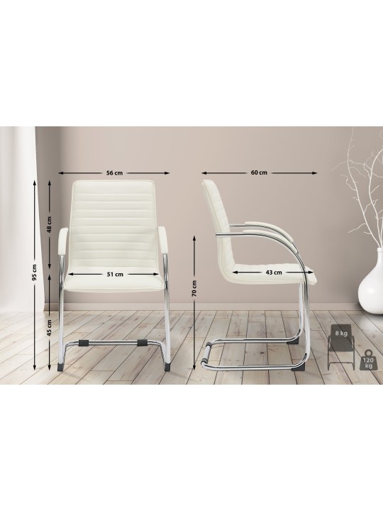 Lot de 2 chaises visiteurs Tira simili cuir, blanc