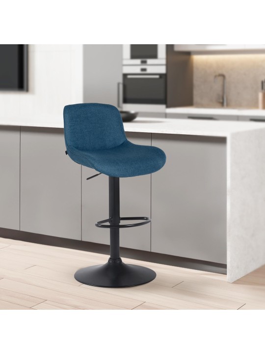 Tabouret de bar Solon tissu, bleu
