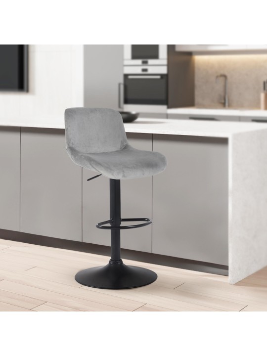 Tabouret de bar Solon velours, gris