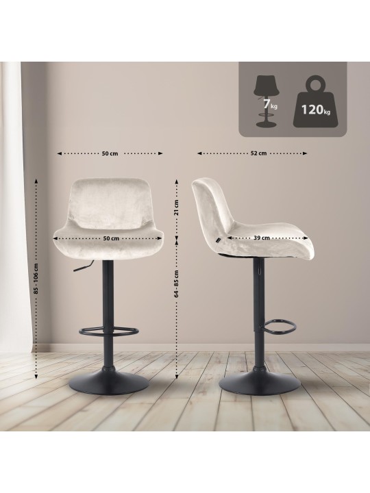 Tabouret de bar Solon velours, crème