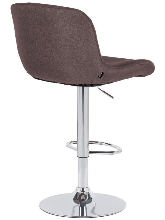 Tabouret de bar Solon tissu chromé, brun foncé