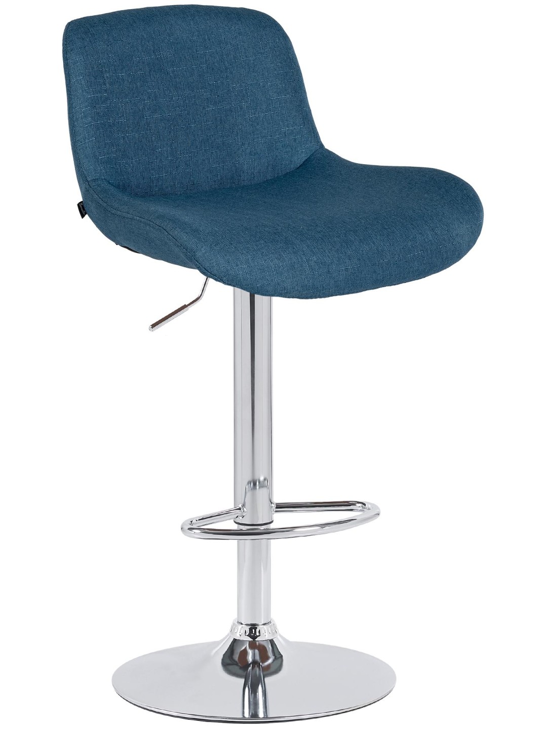 Tabouret de bar Solon tissu chromé, bleu