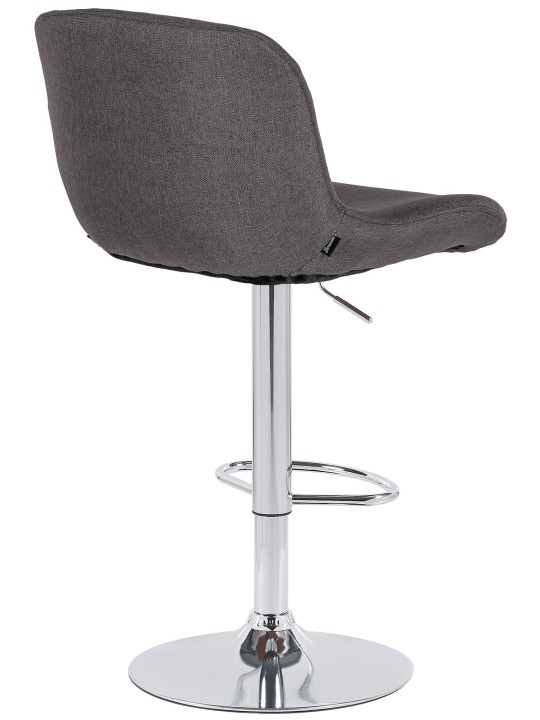 Tabouret de bar Solon tissu chromé, gris foncé