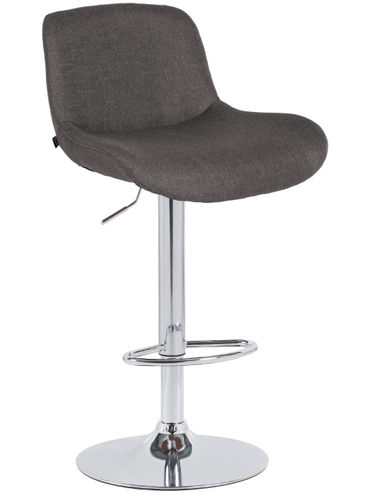 Tabouret de bar Solon tissu chromé, gris foncé