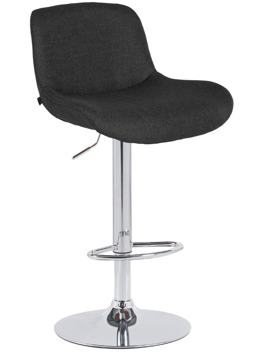 Tabouret de bar Solon tissu chromé, noir