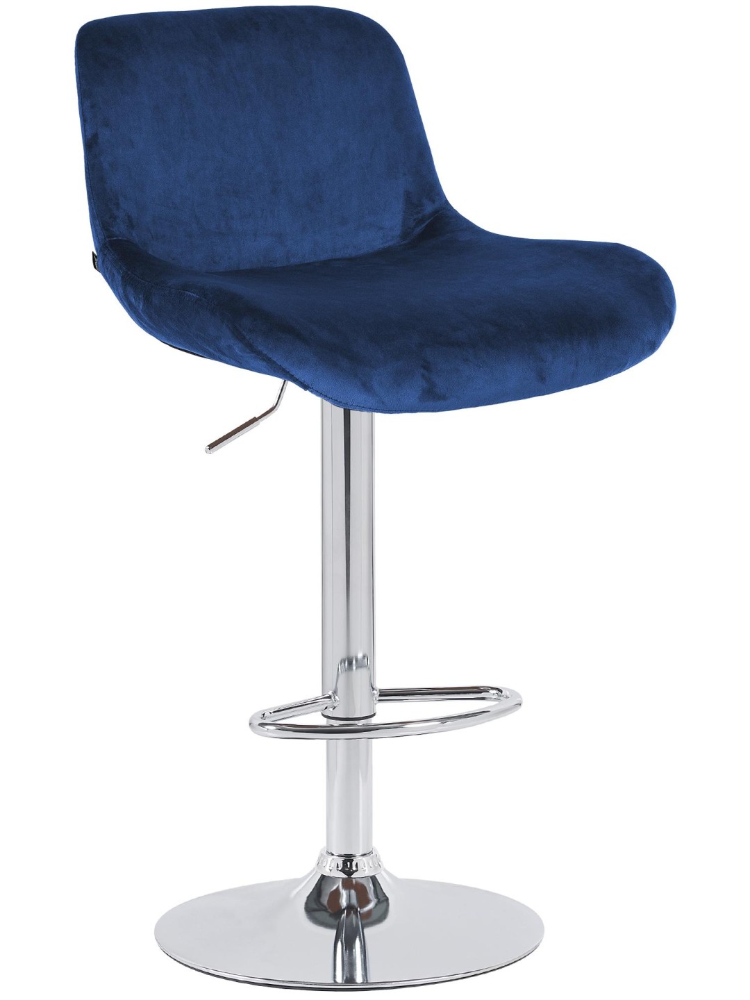 Tabouret de bar Solon velours chromé, bleu