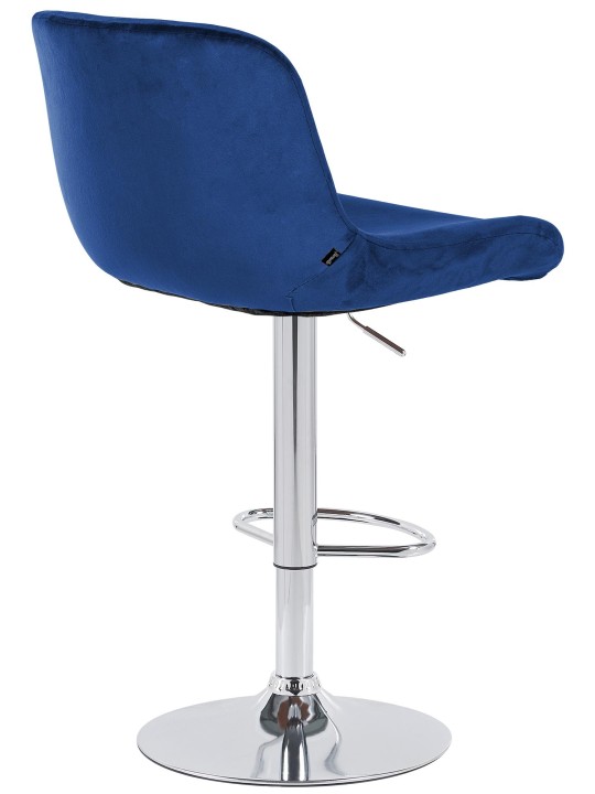 Tabouret de bar Solon velours chromé, bleu
