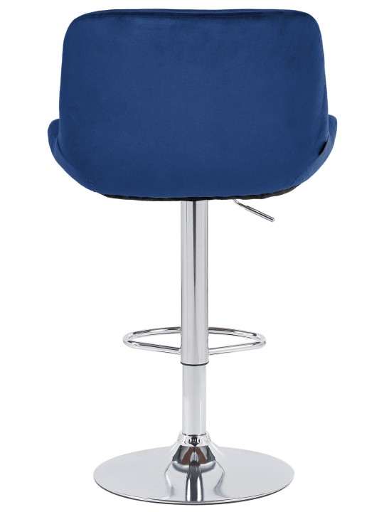 Tabouret de bar Solon velours chromé, bleu