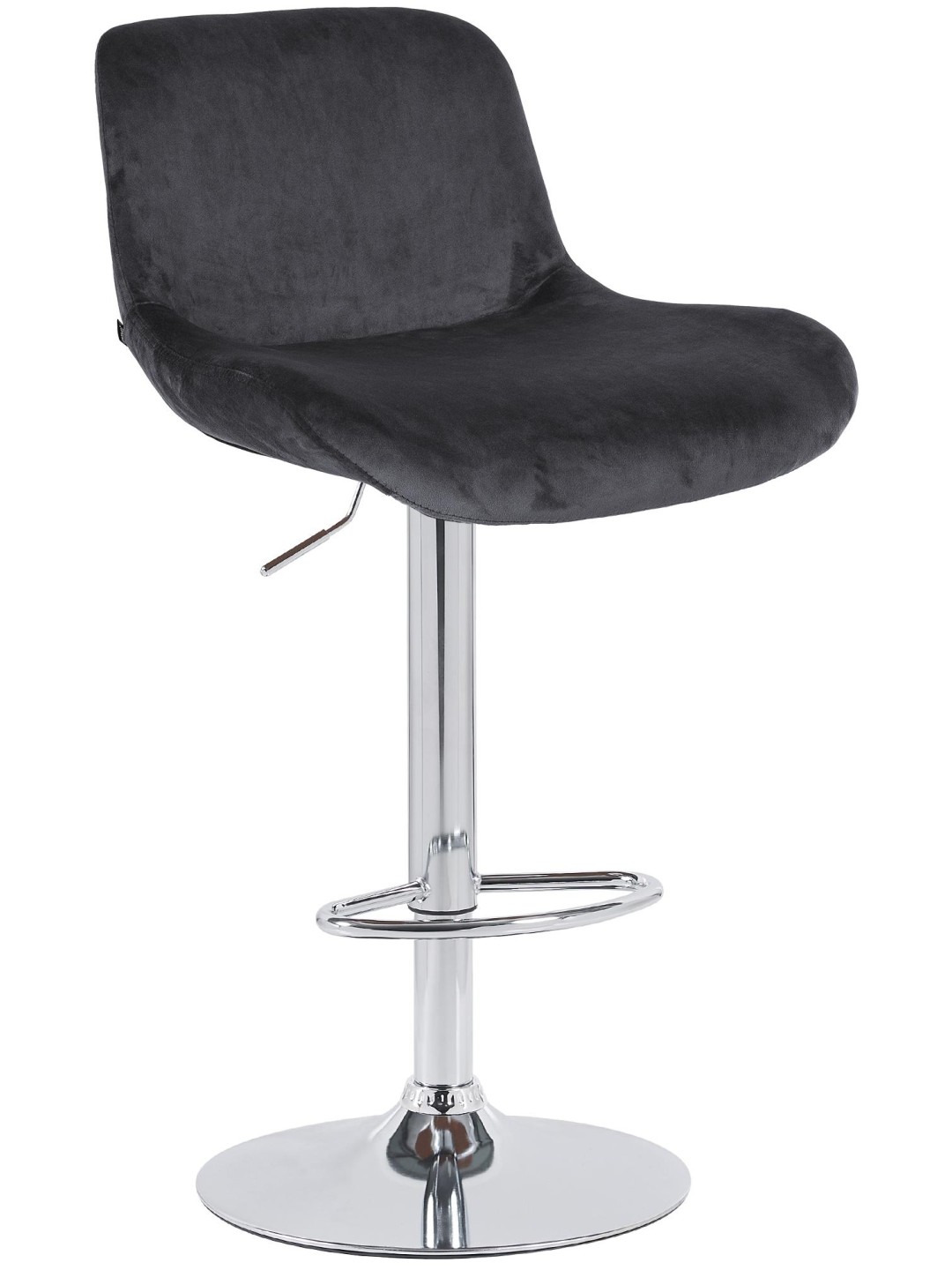 Tabouret de bar Solon velours chromé, noir