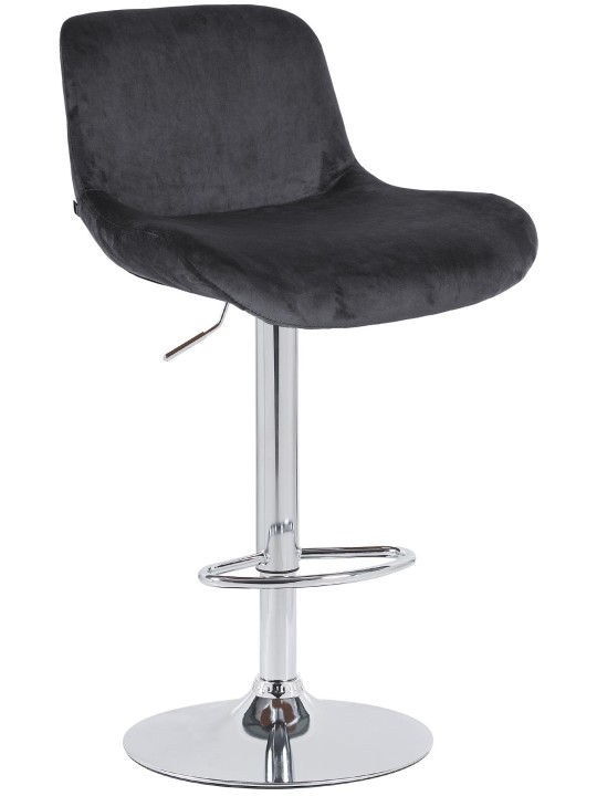 Tabouret de bar Solon velours chromé, noir