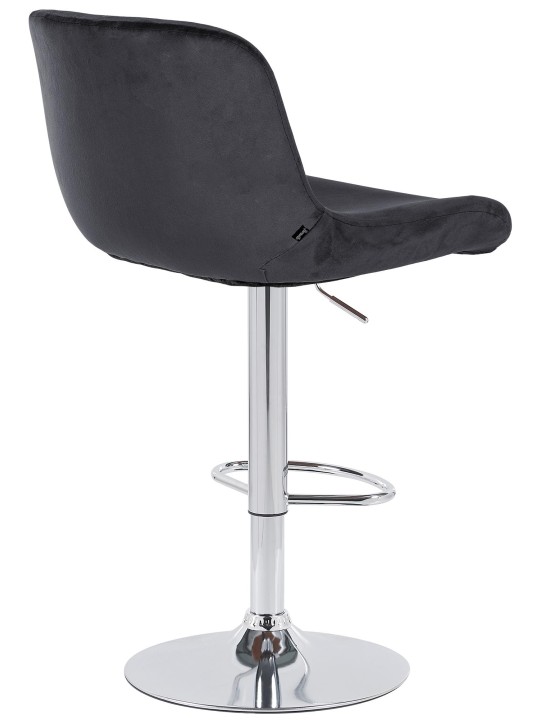 Tabouret de bar Solon velours chromé, noir