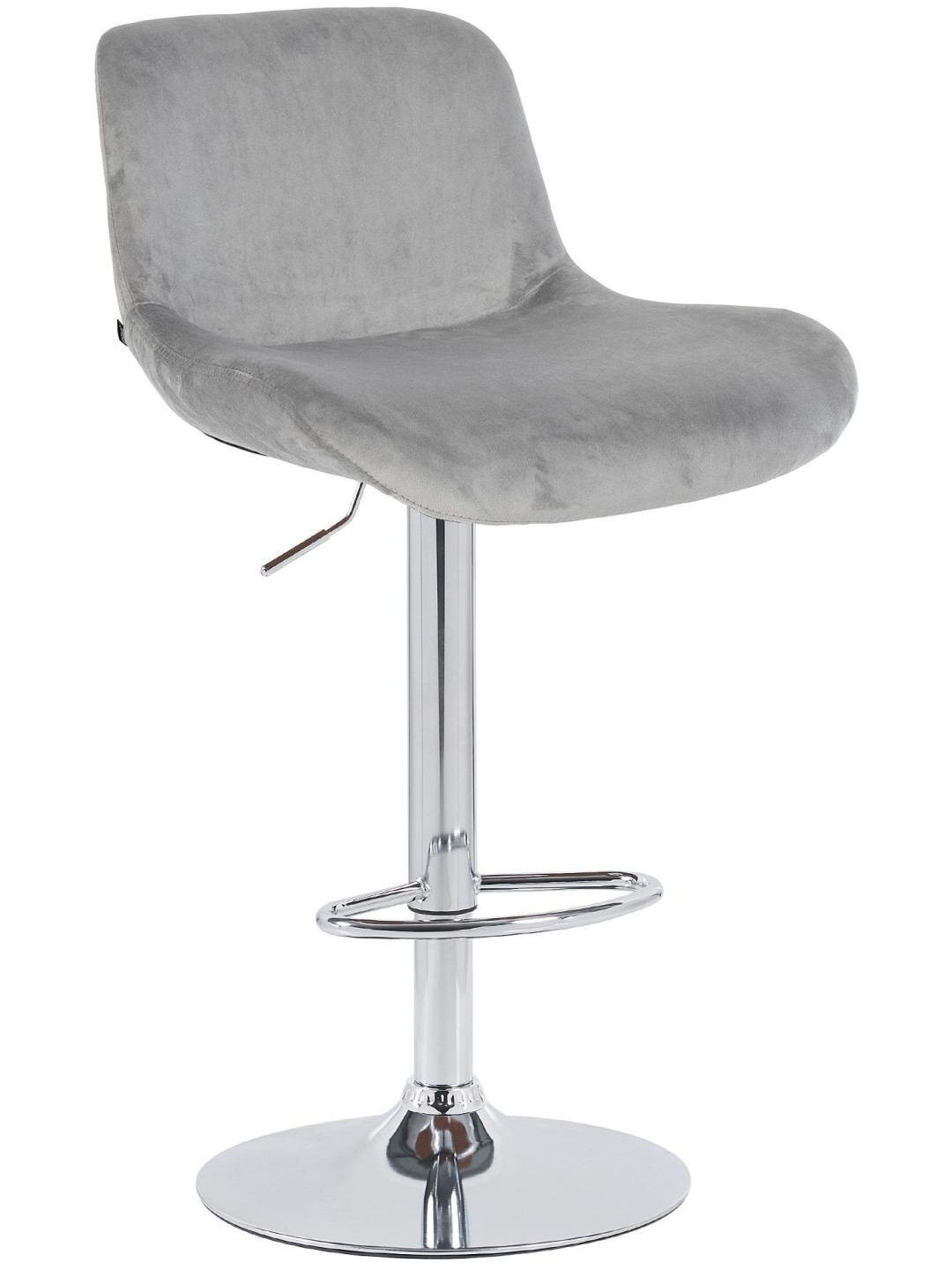 Tabouret de bar Solon velours chromé, gris