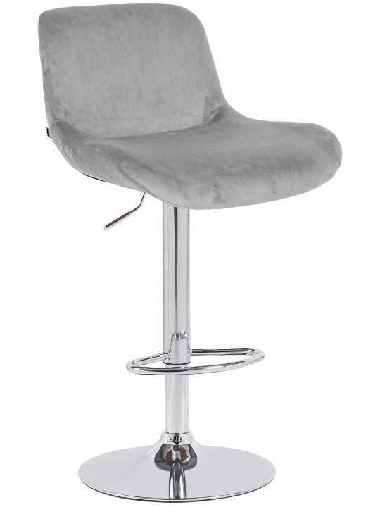 Tabouret de bar Solon velours chromé, gris
