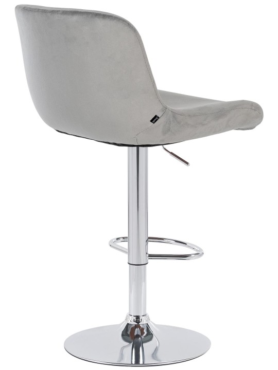 Tabouret de bar Solon velours chromé, gris