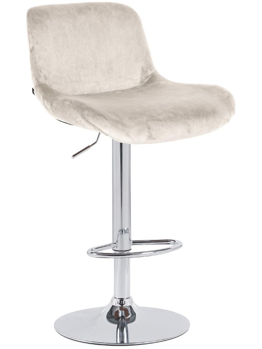 Tabouret de bar Solon velours chromé, crème