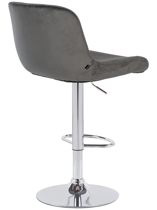Tabouret de bar Solon velours chromé, gris foncé