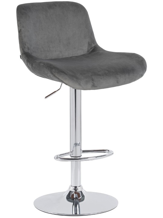 Tabouret de bar Solon velours chromé, gris foncé