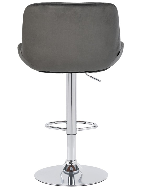 Tabouret de bar Solon velours chromé, gris foncé