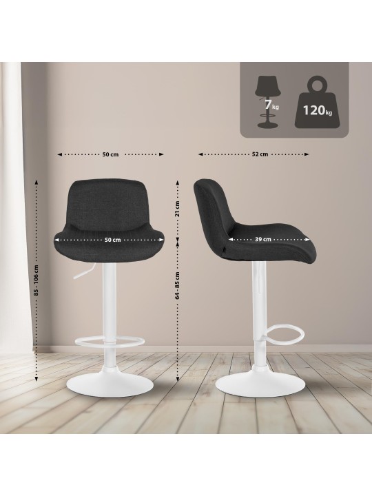 Tabouret de bar Solon tissu, noir
