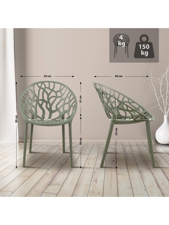 Ensemble de 4 chaises Hope, olive