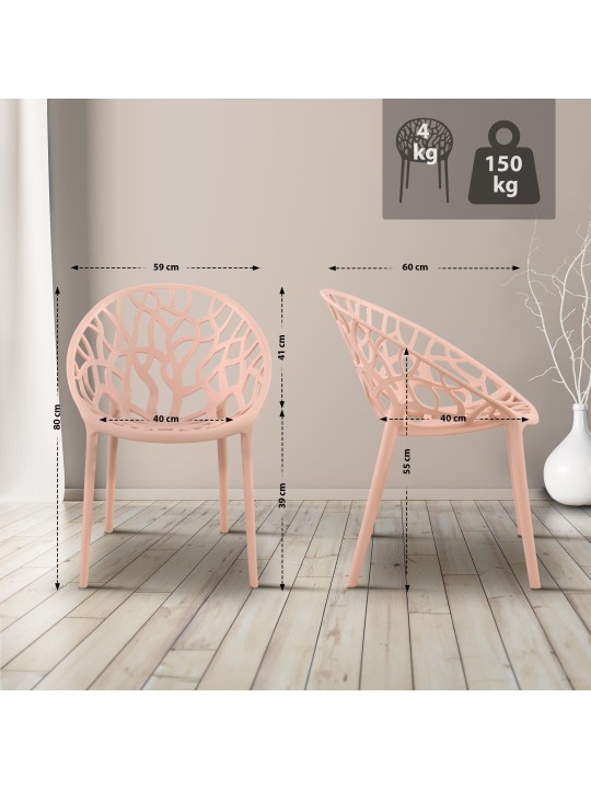 Ensemble de 4 chaises Hope, rose