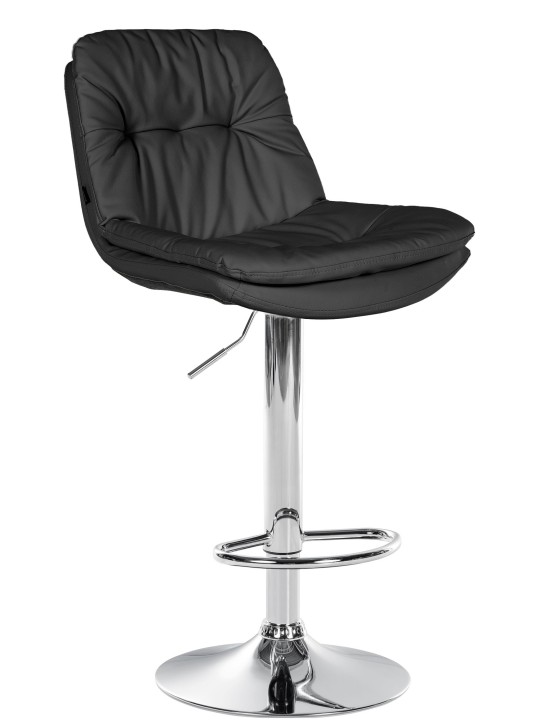 Tabouret de bar Laurel simili cuir chromé, noir