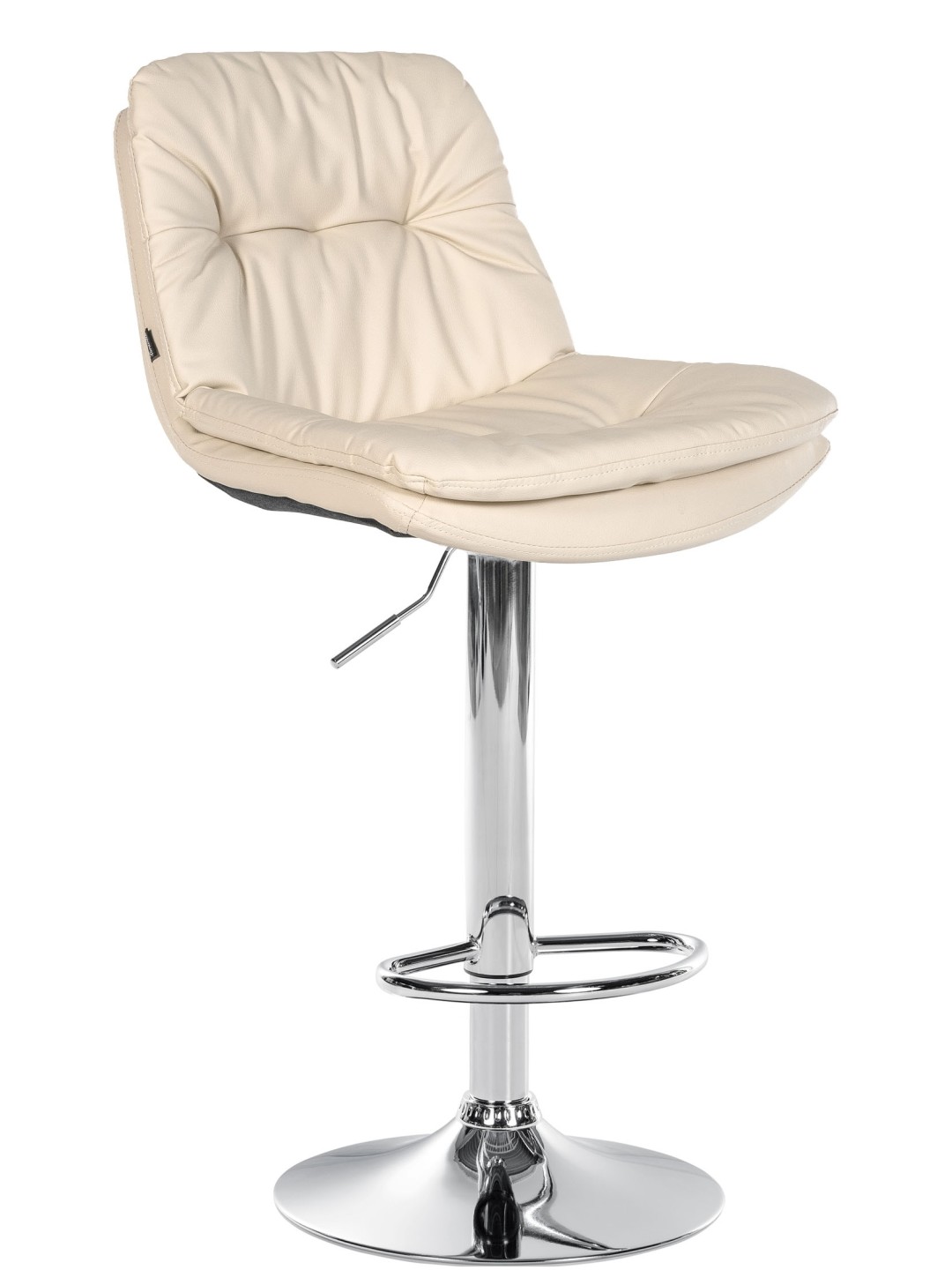 Tabouret de bar Laurel simili cuir chromé, crème