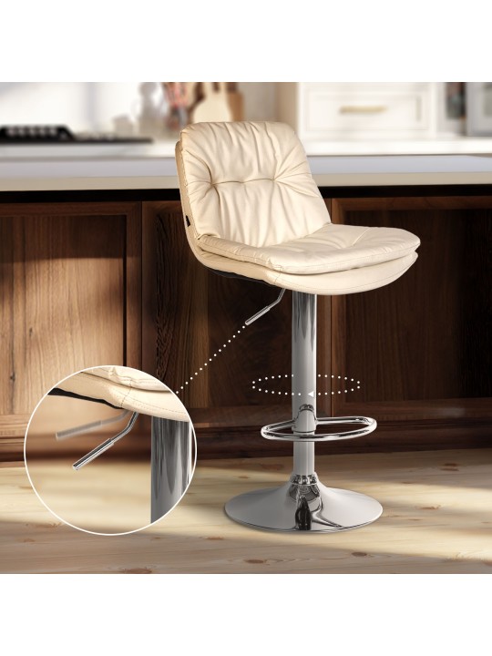 Tabouret de bar Laurel simili cuir chromé, crème Tabouret de bar Laurel simili cuir chromé, crème