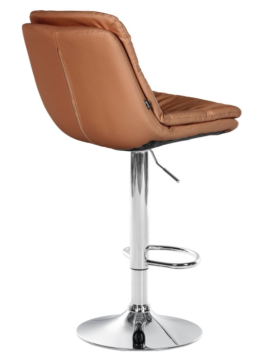 Tabouret de bar Laurel simili cuir chromé, brun clair